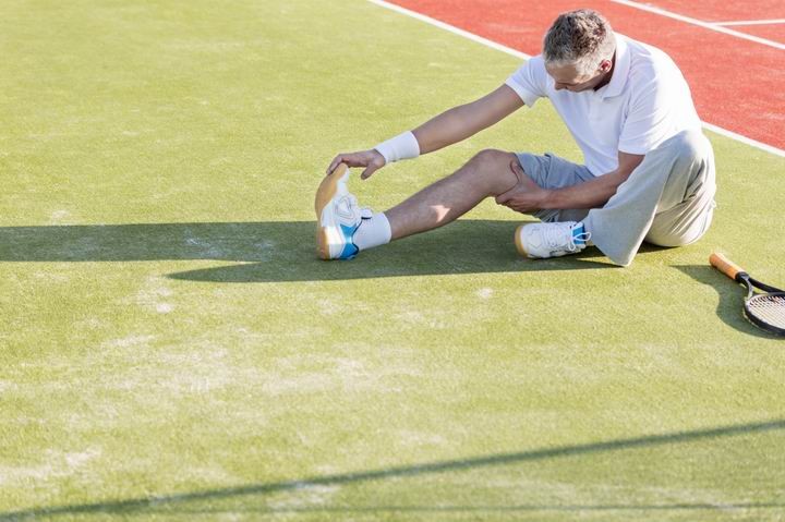 Tennis players on court.